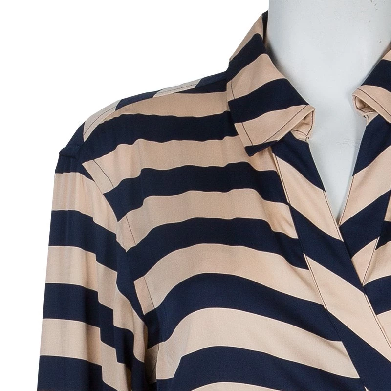 Diane Von Furstenberg Striped Silk Wraparound Helena Shirt Dress L For Women 5 Diane Von Furstenberg Striped Silk Wraparound Helena Shirt Dress L For Women - Image 5