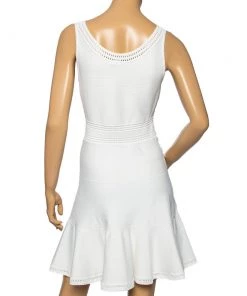 Diane Von Furstenberg White Jersey Sleeveless Flutter Perry Dress M For Women -Diane Von Furstenberg shop luxury women diane von furstenberg used clothes p574830 004