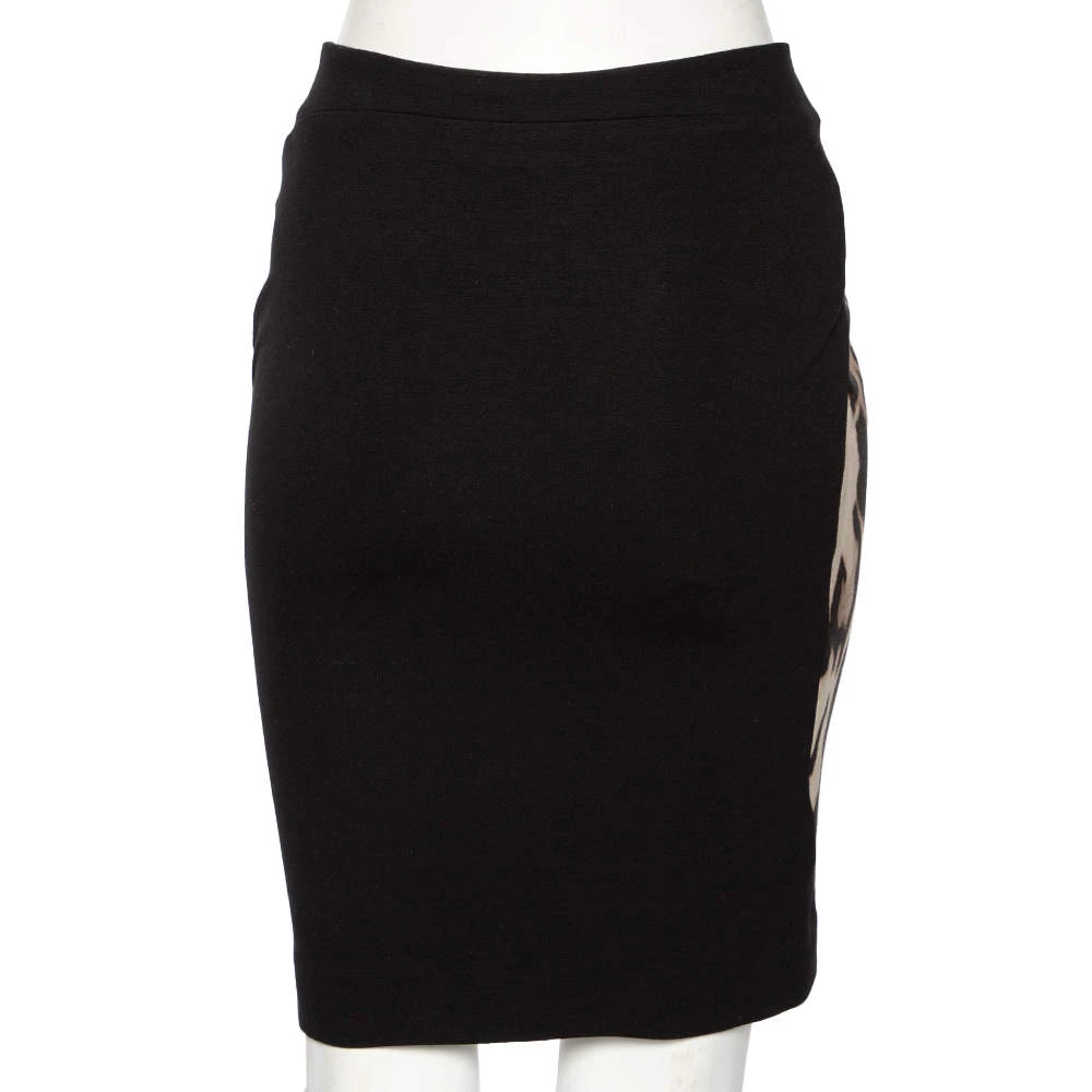 Diane Von Furstenberg Black & Animal Printed Wool Mae Mikado Pencil Skirt XS For Women 3 Diane Von Furstenberg Black & Animal Printed Wool Mae Mikado Pencil Skirt XS For Women - Image 3
