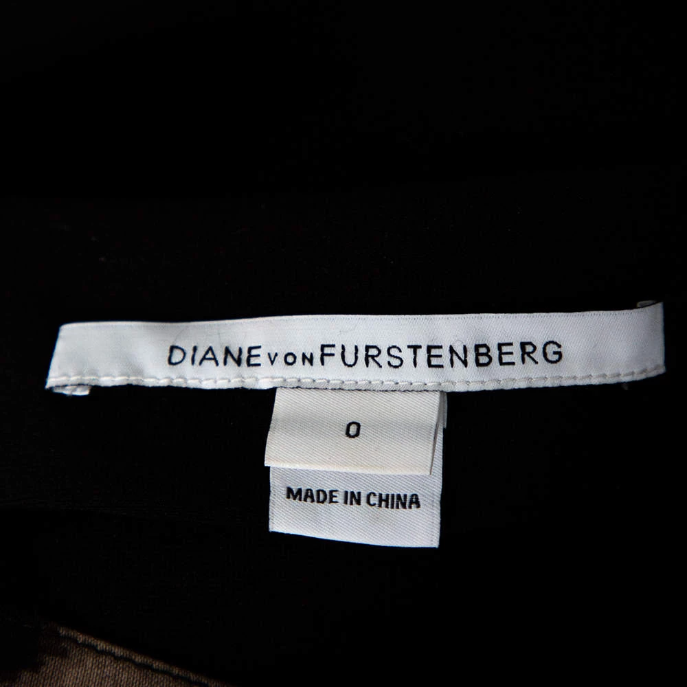 Diane Von Furstenberg Black & Animal Printed Wool Mae Mikado Pencil Skirt XS For Women 5 Diane Von Furstenberg Black & Animal Printed Wool Mae Mikado Pencil Skirt XS For Women - Image 5