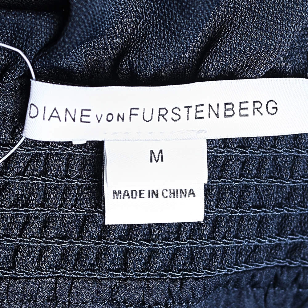 Diane Von Furstenberg Navy Blue Crepe Off-Shoulder Mini Dress M For Women 5 Diane Von Furstenberg Navy Blue Crepe Off-Shoulder Mini Dress M For Women - Image 5