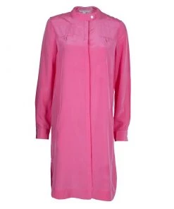 Diane Von Furstenberg Hot Pink Marianna Silk Shirt Dress M For Women