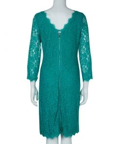 Diane Von Furstenberg Turquoise Lace Long Sleeve Zarita Dress L For Women -Diane Von Furstenberg shop luxury women diane von furstenberg used clothes p58207 003