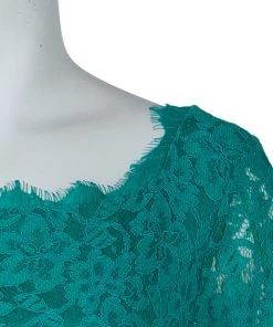 Diane Von Furstenberg Turquoise Lace Long Sleeve Zarita Dress L For Women -Diane Von Furstenberg shop luxury women diane von furstenberg used clothes p58207 004