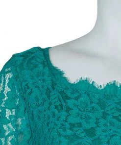Diane Von Furstenberg Turquoise Lace Long Sleeve Zarita Dress L For Women -Diane Von Furstenberg shop luxury women diane von furstenberg used clothes p58207 005