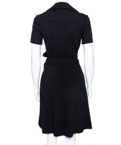 Diane Von Furstenberg Black Knit Hutton Short Sleeve Wrap Dress M For Women -Diane Von Furstenberg shop luxury women diane von furstenberg used clothes p589262 001