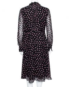 Diane Von Furstenberg Black Printed Silk & Velvet Polka Dotted Dress M For Women -Diane Von Furstenberg shop luxury women diane von furstenberg used clothes p589289 003