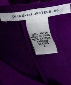 Diane Von Furstenberg Purple Crepe Pleat Front Sliced Dress M For Women -Diane Von Furstenberg shop luxury women diane von furstenberg used clothes p592819 001