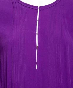 Diane Von Furstenberg Purple Crepe Pleat Front Sliced Dress M For Women -Diane Von Furstenberg shop luxury women diane von furstenberg used clothes p592819 004
