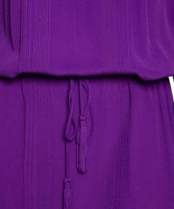 Diane Von Furstenberg Purple Crepe Pleat Front Sliced Dress M For Women -Diane Von Furstenberg shop luxury women diane von furstenberg used clothes p592819 005