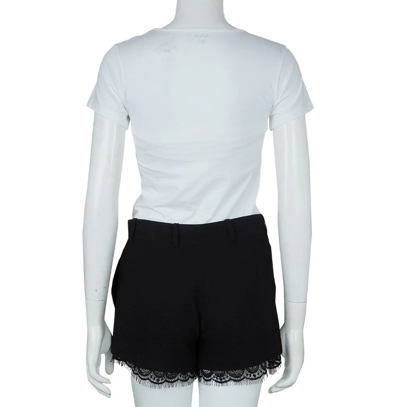Diane Von Furstenberg Black Scalloped Lace Trim Yara Shorts S For Women 3 Diane Von Furstenberg Black Scalloped Lace Trim Yara Shorts S For Women - Image 3