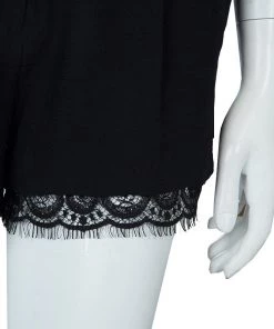 Diane Von Furstenberg Black Scalloped Lace Trim Yara Shorts S For Women 19 Diane Von Furstenberg Black Scalloped Lace Trim Yara Shorts S For Women -Diane Von Furstenberg shop luxury women diane von furstenberg used clothes p59282 006