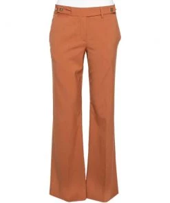 Diane Von Furstenberg Brown Wool Flared Leg Fimby Trousers S For Women