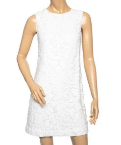 Diane Von Furstenberg White Sequin Embellished Lace Kaleb Dress S For Women