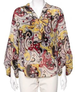 Diane Von Furstenberg shop 8 Diane Von Furstenberg Multicolor Printed Silk Neck Tie Tenner Shirt M For Women