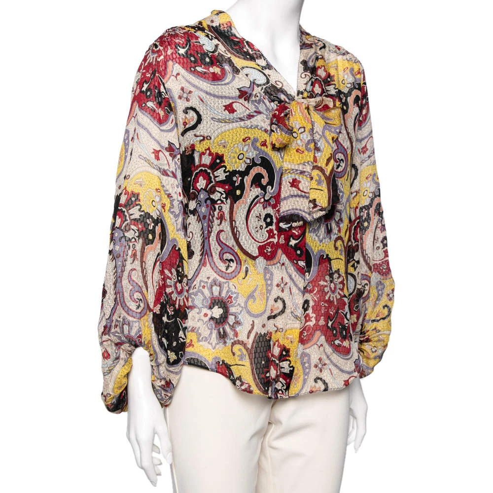 Diane Von Furstenberg Multicolor Printed Silk Neck Tie Tenner Shirt M For Women 2 Diane Von Furstenberg Multicolor Printed Silk Neck Tie Tenner Shirt M For Women - Image 2