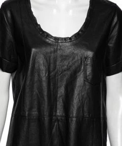 Diane Von Furstenberg Black Leather Jenning Short Sleeve Top M For Women -Diane Von Furstenberg shop luxury women diane von furstenberg used clothes p598233 004