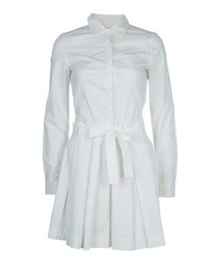 Diane Von Furstenberg shop 18 Diane Von Furstenberg White Long Sleeve Belted Montana Shirt Dress S For Women