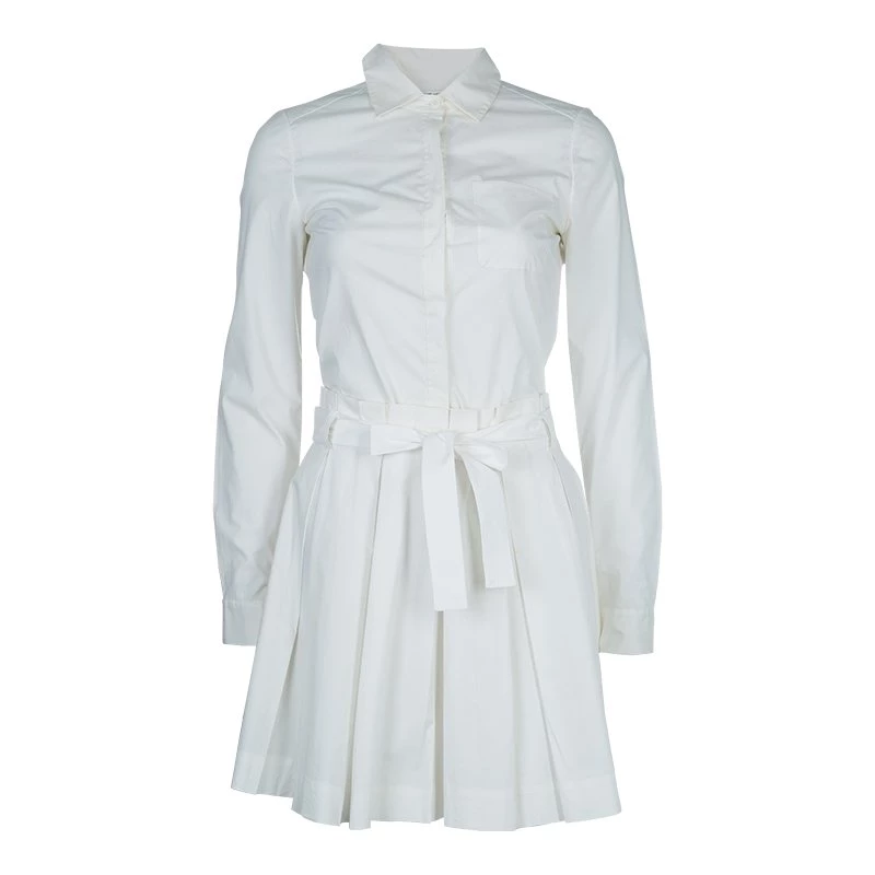 Diane Von Furstenberg White Long Sleeve Belted Montana Shirt Dress S For Women 1 Diane Von Furstenberg White Long Sleeve Belted Montana Shirt Dress S For Women