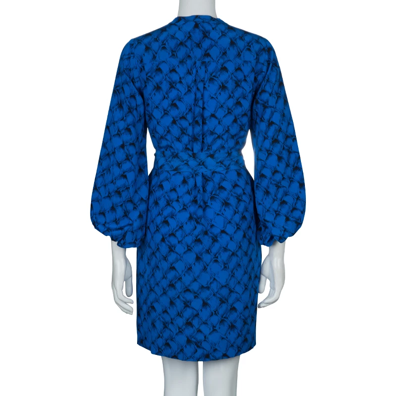 Diane Von Furstenberg Tanyana Blue Silk Dress S For Women 3 Diane Von Furstenberg Tanyana Blue Silk Dress S For Women - Image 3