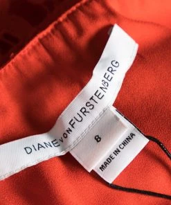 Diane Von Furstenberg Orange Guipure Lace Sleeveless Tiana Flounce Dress M For Women -Diane Von Furstenberg shop luxury women diane von furstenberg used clothes p606114 006