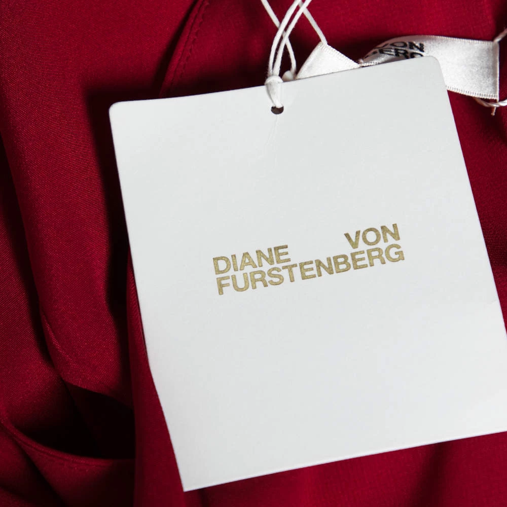 Diane Von Furstenberg Red Silk Side Slit Detail Sleeveless Dress L For Women 7 Diane Von Furstenberg Red Silk Side Slit Detail Sleeveless Dress L For Women - Image 7