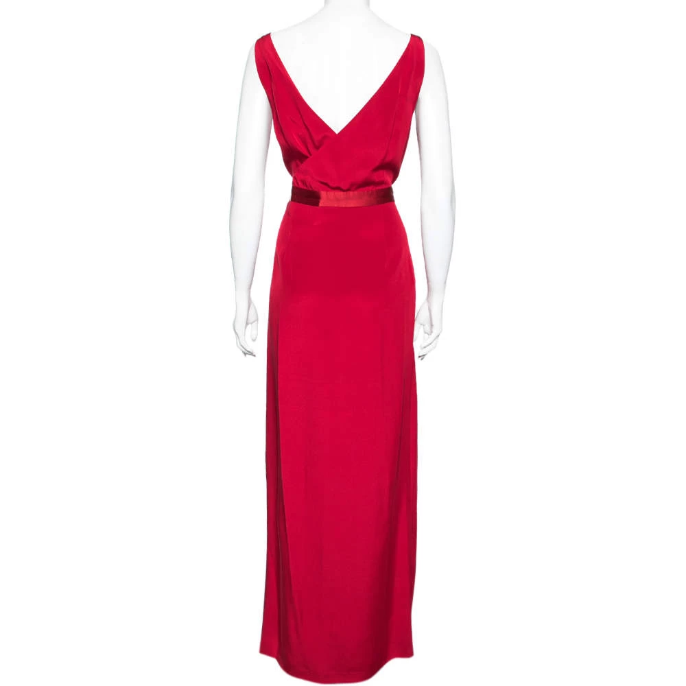 Diane Von Furstenberg Red Silk Side Slit Detail Sleeveless Dress L For Women 3 Diane Von Furstenberg Red Silk Side Slit Detail Sleeveless Dress L For Women - Image 3