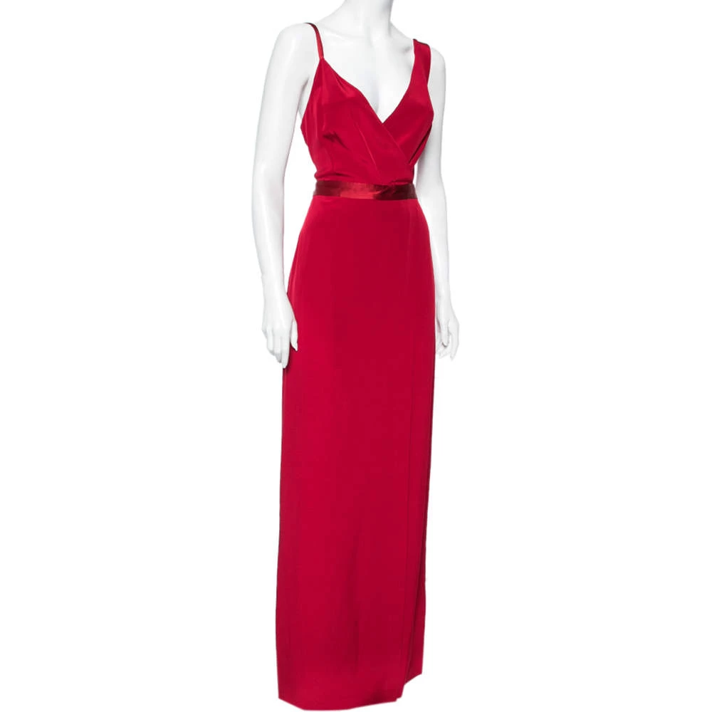 Diane Von Furstenberg Red Silk Side Slit Detail Sleeveless Dress L For Women 2 Diane Von Furstenberg Red Silk Side Slit Detail Sleeveless Dress L For Women - Image 2