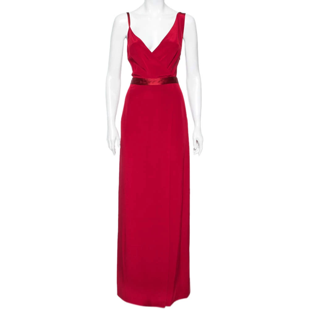 Diane Von Furstenberg Red Silk Side Slit Detail Sleeveless Dress L For Women 1 Diane Von Furstenberg Red Silk Side Slit Detail Sleeveless Dress L For Women