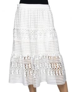 Diane Von Furstenberg White Lace Tiana Skirt M For Women