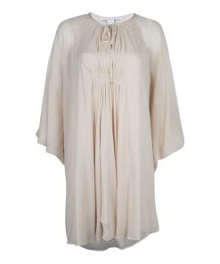Diane Von Furstenberg Beige Silk New Fleurette Kimono Dress S For Women