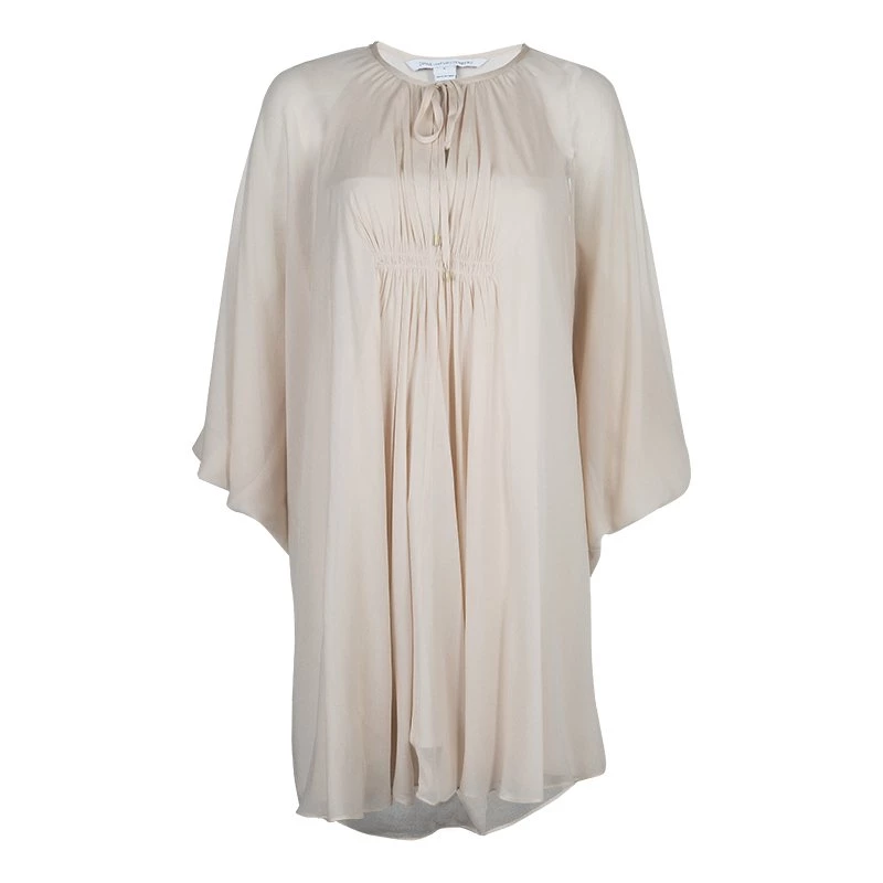 Diane Von Furstenberg Beige Silk New Fleurette Kimono Dress S For Women 1 Diane Von Furstenberg Beige Silk New Fleurette Kimono Dress S For Women