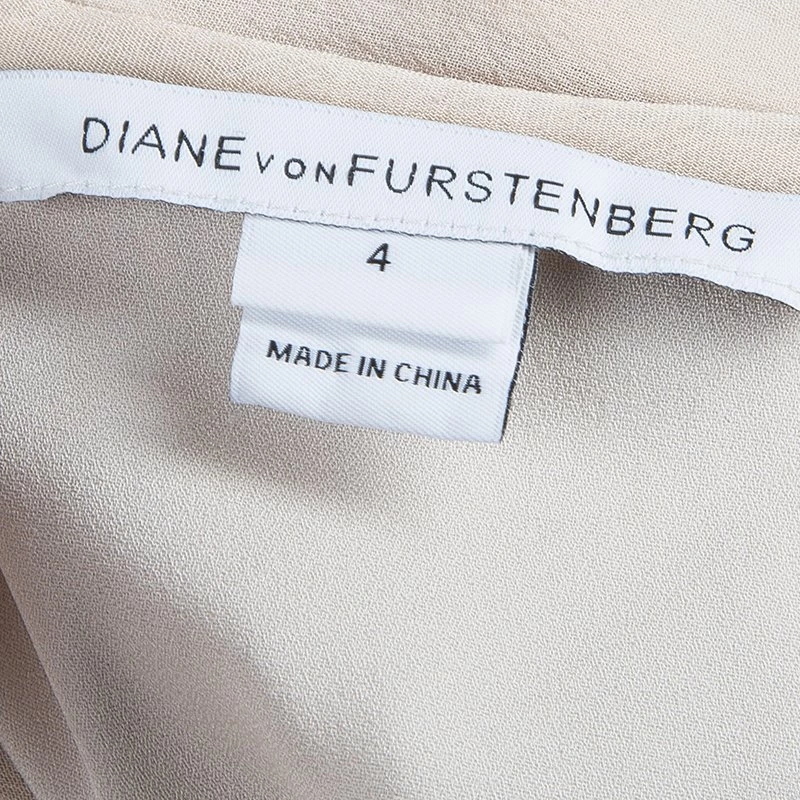 Diane Von Furstenberg Beige Silk New Fleurette Kimono Dress S For Women 9 Diane Von Furstenberg Beige Silk New Fleurette Kimono Dress S For Women - Image 9