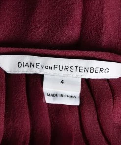 Diane Von Furstenberg Raspberry Red Silk Ruffle Front Flared Hem Top S For Women -Diane Von Furstenberg shop luxury women diane von furstenberg used clothes p614691 003