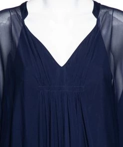 Diane Von Furstenberg Navy Blue Front Pleated Dolman Sleeves Mini Dress S For Women -Diane Von Furstenberg shop luxury women diane von furstenberg used clothes p614704 004