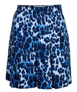 Diane Von Furstenberg White/Blue Leopard Print Gemma Skirt XS For Women