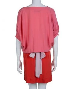 Diane Von Furstenberg Pink Colorblock Silk Edna Dress S For Women -Diane Von Furstenberg shop luxury women diane von furstenberg used clothes p61597 003