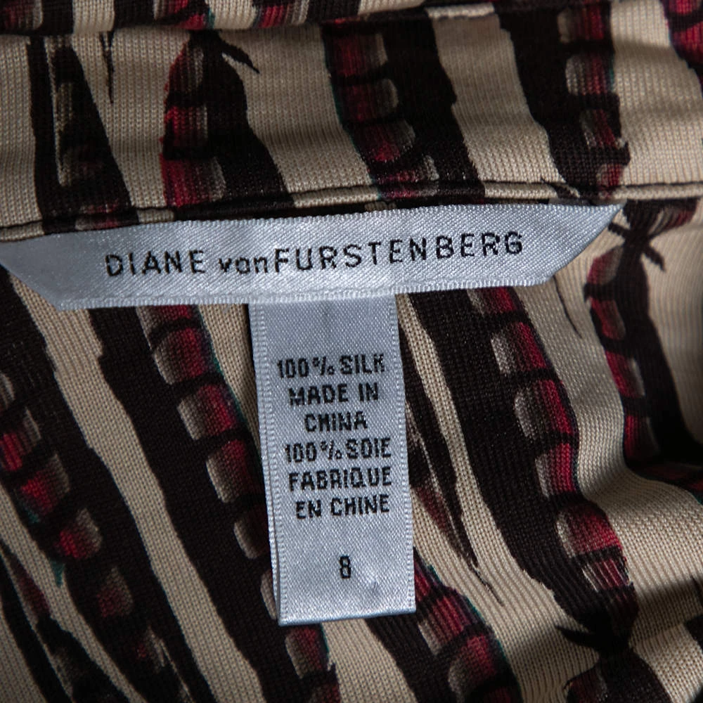 Diane Von Furstenberg Vintage Beige Printed Silk Knit Belted Dress M For Women 5 Diane Von Furstenberg Vintage Beige Printed Silk Knit Belted Dress M For Women - Image 5