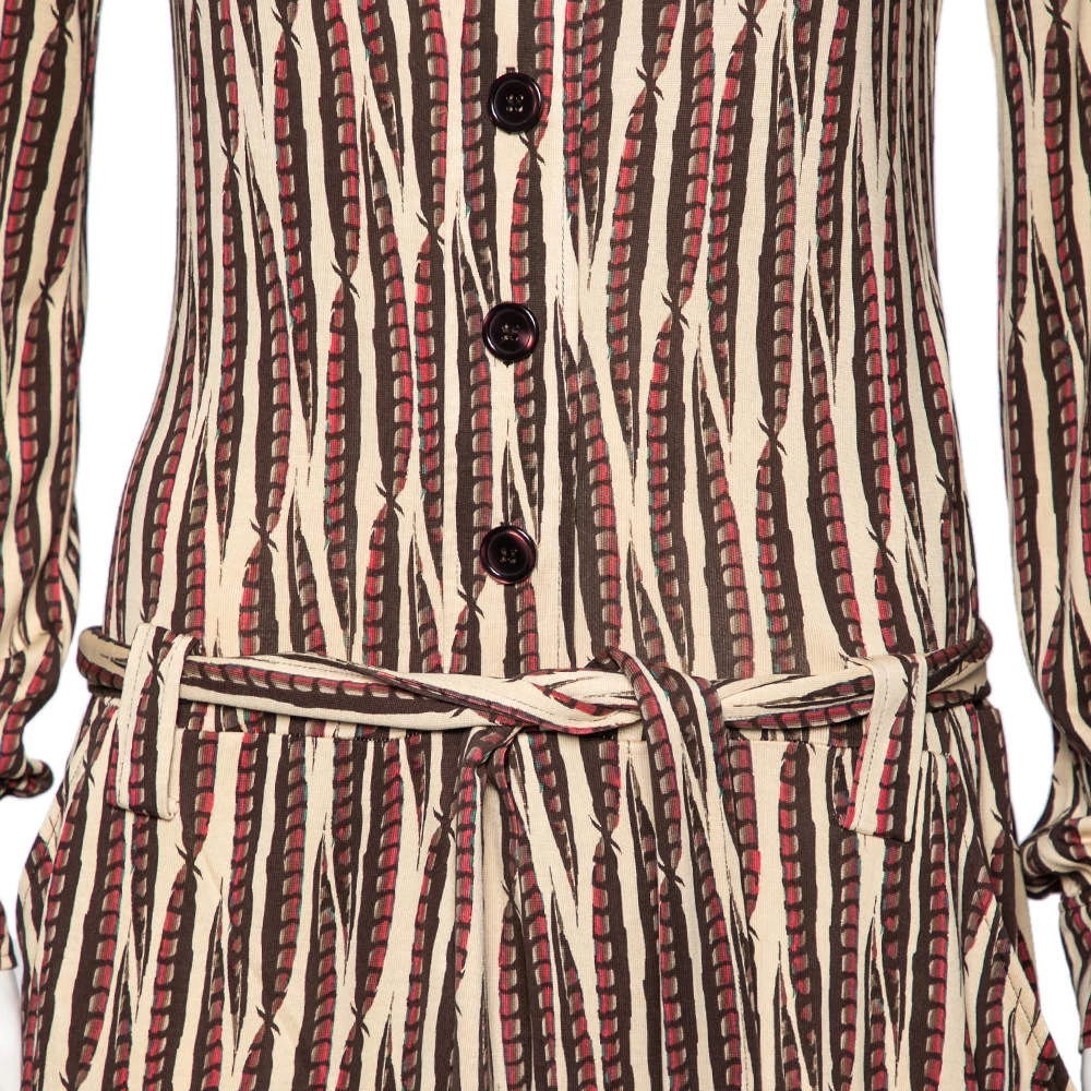 Diane Von Furstenberg Vintage Beige Printed Silk Knit Belted Dress M For Women 4 Diane Von Furstenberg Vintage Beige Printed Silk Knit Belted Dress M For Women - Image 4