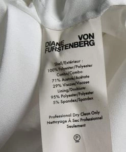 Diane Von Furstenberg White Mesh Paneled Overlay Gown Back Slit Dress S For Women -Diane Von Furstenberg shop luxury women diane von furstenberg used clothes p618605 001