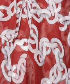 Diane Von Furstenberg Red Chain Print Silk Chiffon Depti Top M For Women -Diane Von Furstenberg shop luxury women diane von furstenberg used clothes p621193 006
