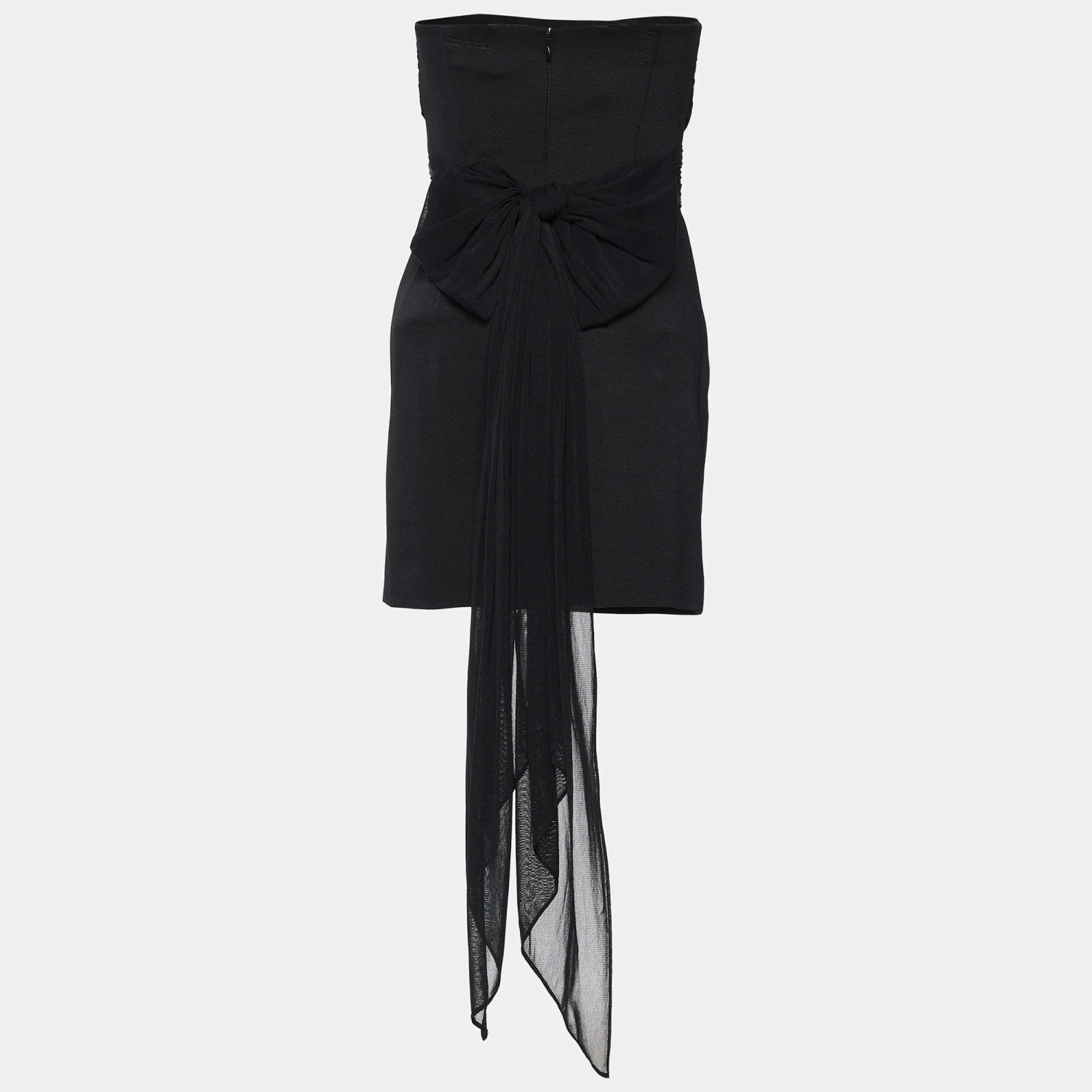 Diane Von Furstenberg Black Stretch Knit Structured Sash Mini Dress S For Women 2 Diane Von Furstenberg Black Stretch Knit Structured Sash Mini Dress S For Women - Image 2