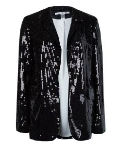 Diane Von Furstenberg Black Sequin Embellished Blazer M For Women