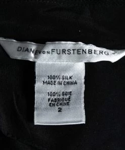 Diane Von Furstenberg Black Silk Button Front Belted Dress S For Women -Diane Von Furstenberg shop luxury women diane von furstenberg used clothes p632040 002