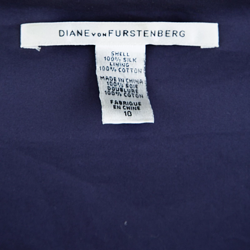 Diane Von Furstenberg Navy Blue Silk Star Print Ruched Francia Dress L For Women 10 Diane Von Furstenberg Navy Blue Silk Star Print Ruched Francia Dress L For Women - Image 10