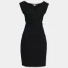 Diane Von Furstenberg Black Gathered Detail Bevin Sheath Dress L For Women