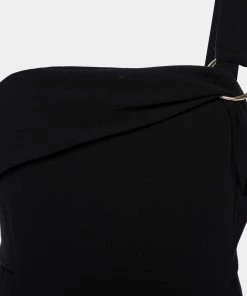 Diane Von Furstenberg Black Fluid Crepe One Shoulder Gown L For Women -Diane Von Furstenberg shop luxury women diane von furstenberg used clothes p635801 003