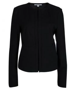 Diane Von Furstenberg Black Knit Zip Front Rover Jacket XL For Women