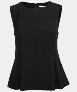 Diane Von Furstenberg Black Knit Sleeveless Peplum Top L For Women
