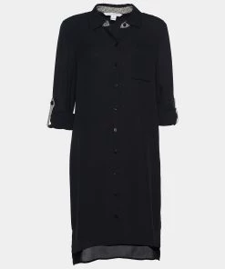 Diane Von Furstenberg Black Silk Prita Shirt Dress M For Women